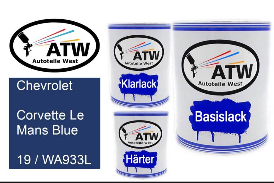 Chevrolet, Corvette Le Mans Blue, 19 / WA933L: 1L Lackdose + 1L Klarlack + 500ml Härter - Set, von ATW Autoteile West.